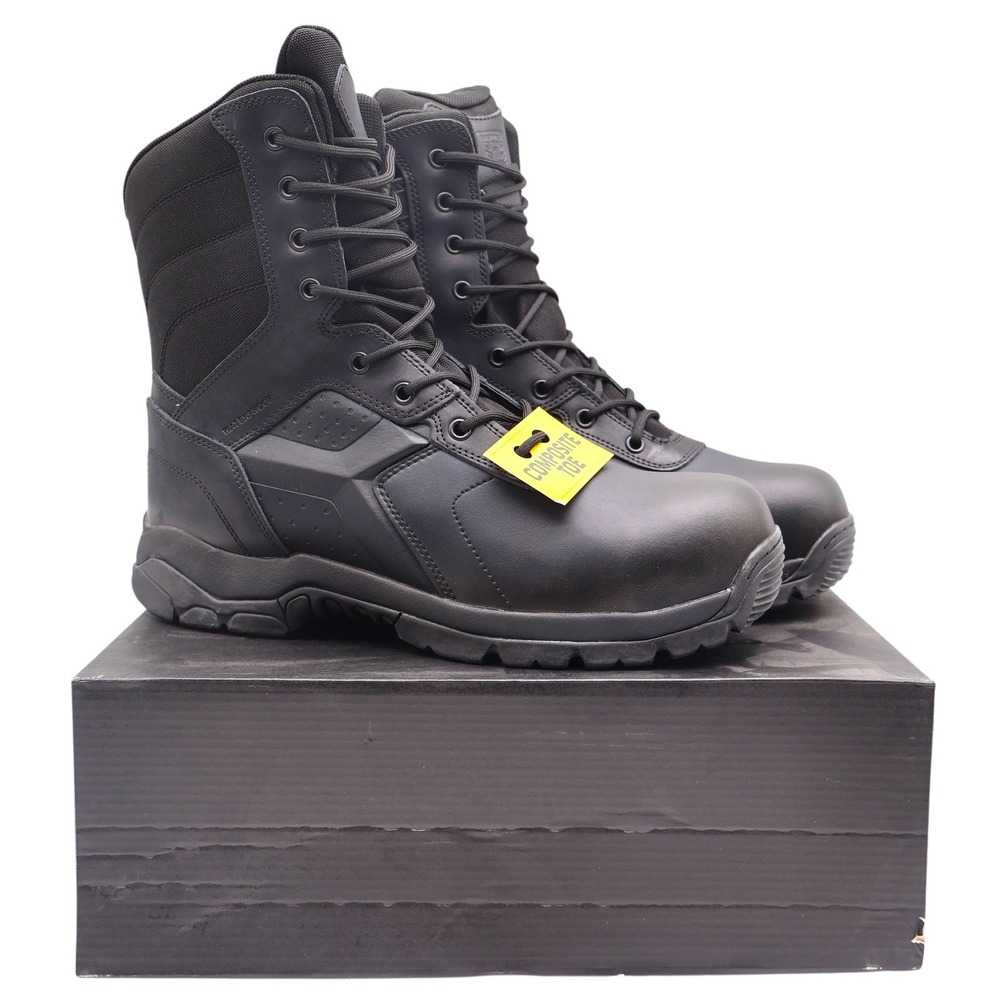 Battle Ops Tactical Boot Mens 11 8-Inch Side-Zip Waterproof Composite Toe Black